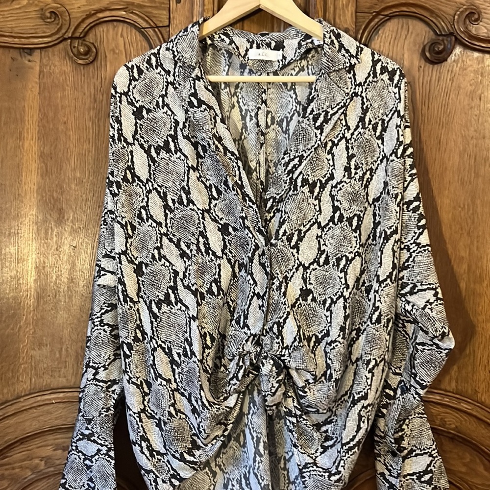 A.L.C. Silk Python Snakeskin Print Top - image 4
